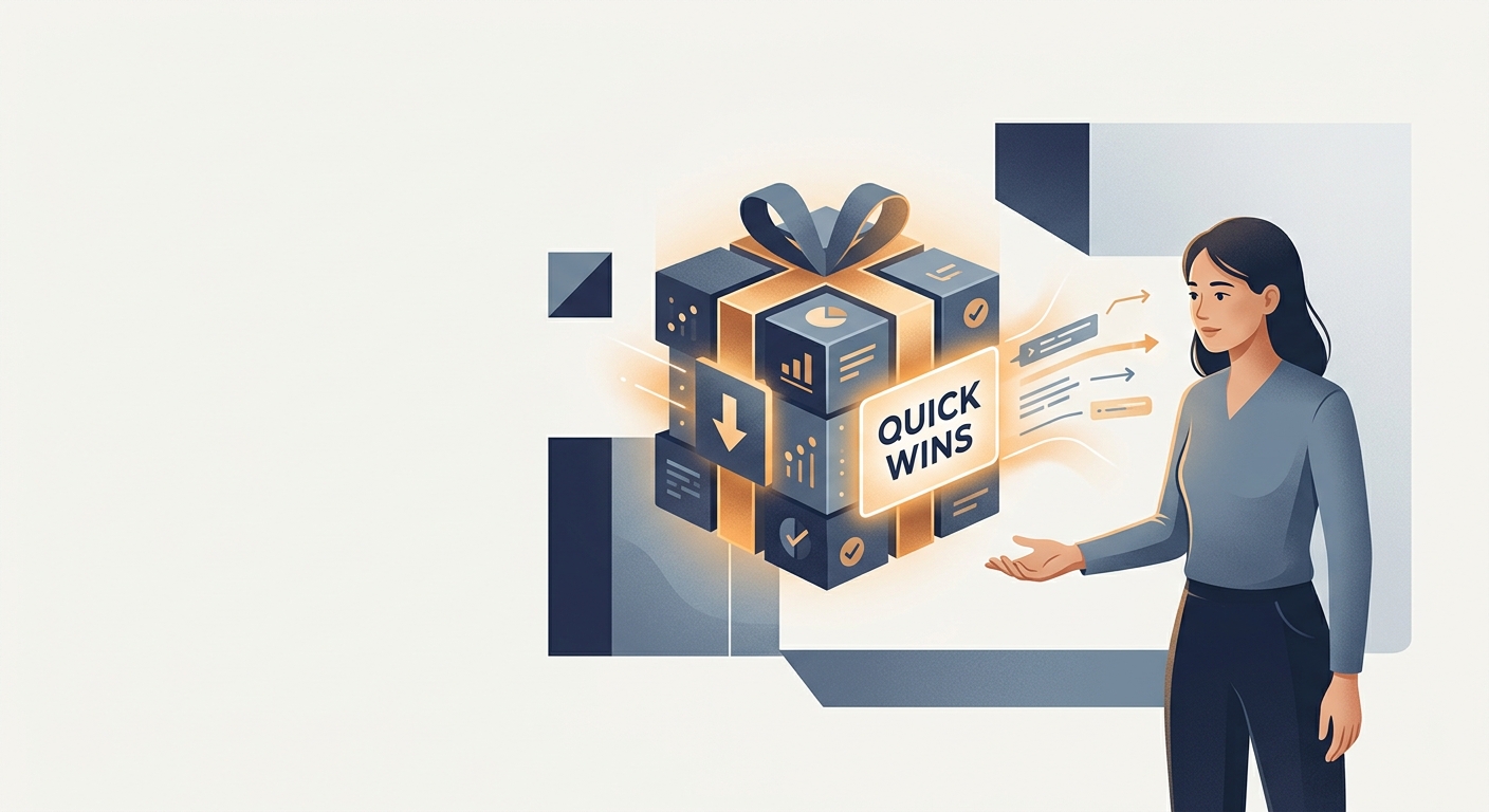 Editorial illustration showing a digital gift box representing a resource being shared with a user for the guide for beginner affiliate lead magnets